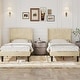 preview thumbnail 14 of 27, Javlergo Set of 2 Twin Size Adjustable Headboard Kids Platform Bed Frame 8 Inch Underbed Storage No Box Spring Needed Bed Frame Beige - Twin