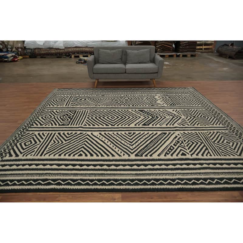 Hand Woven Oriental 100% Wool Carpet Southwestern Tribal Multi-Colored Kilim Area Rug - 10' 3'' X 10' 3''