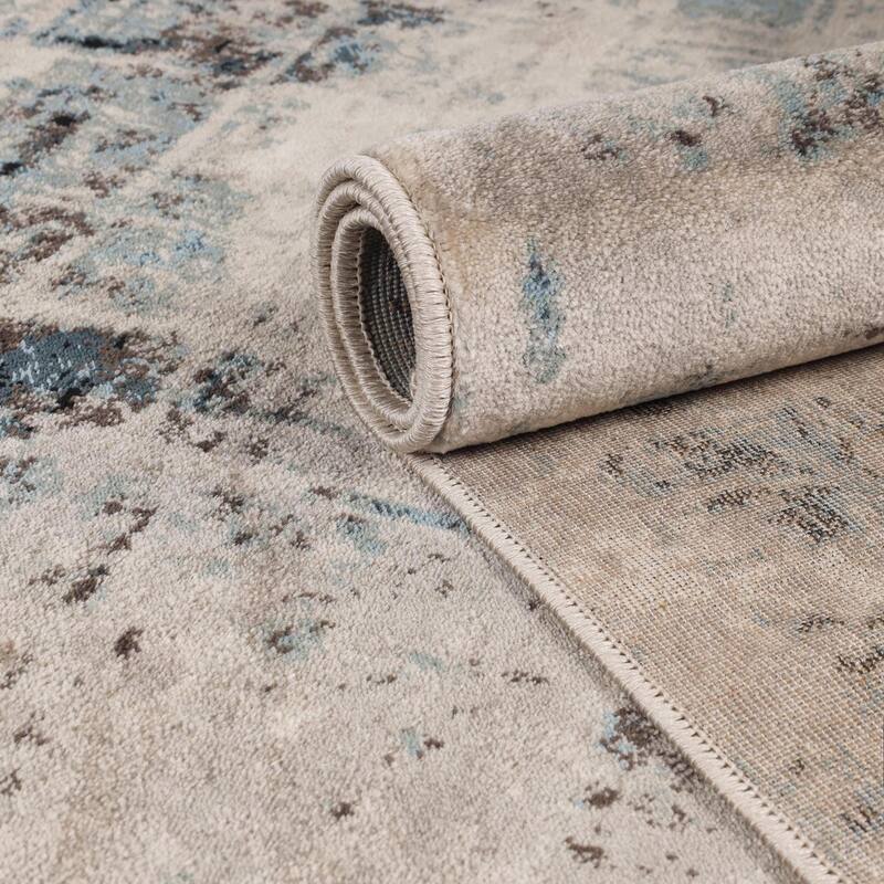 Distressed Abstract Lines Indoor Runner or Area Rug by Superior