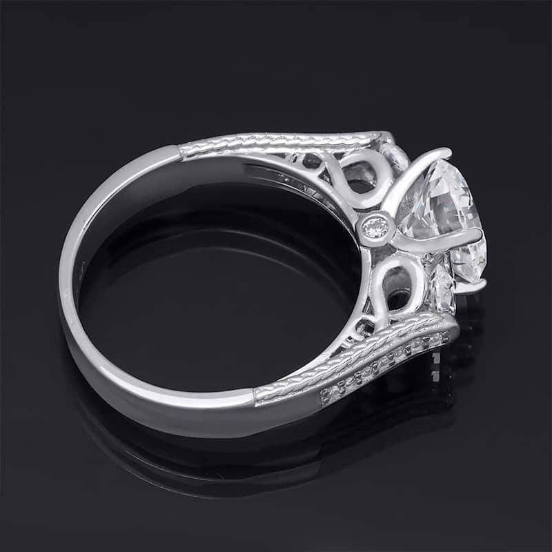 3-Stone Round Cut 3.30 Carat Cubic Zirconia Ring Sterling Silver