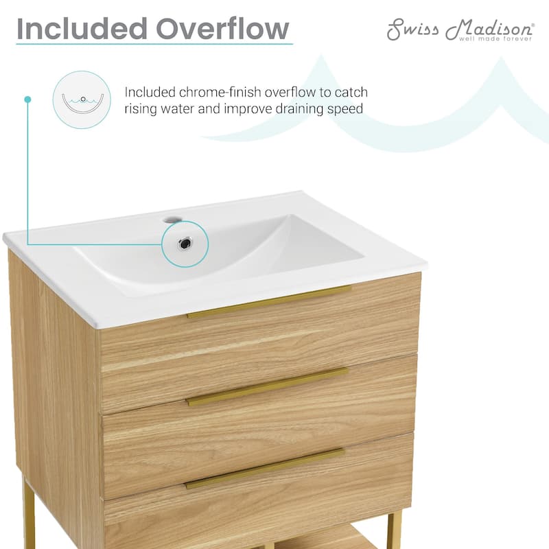 Carre 24" Bathroom Vanity in Oak