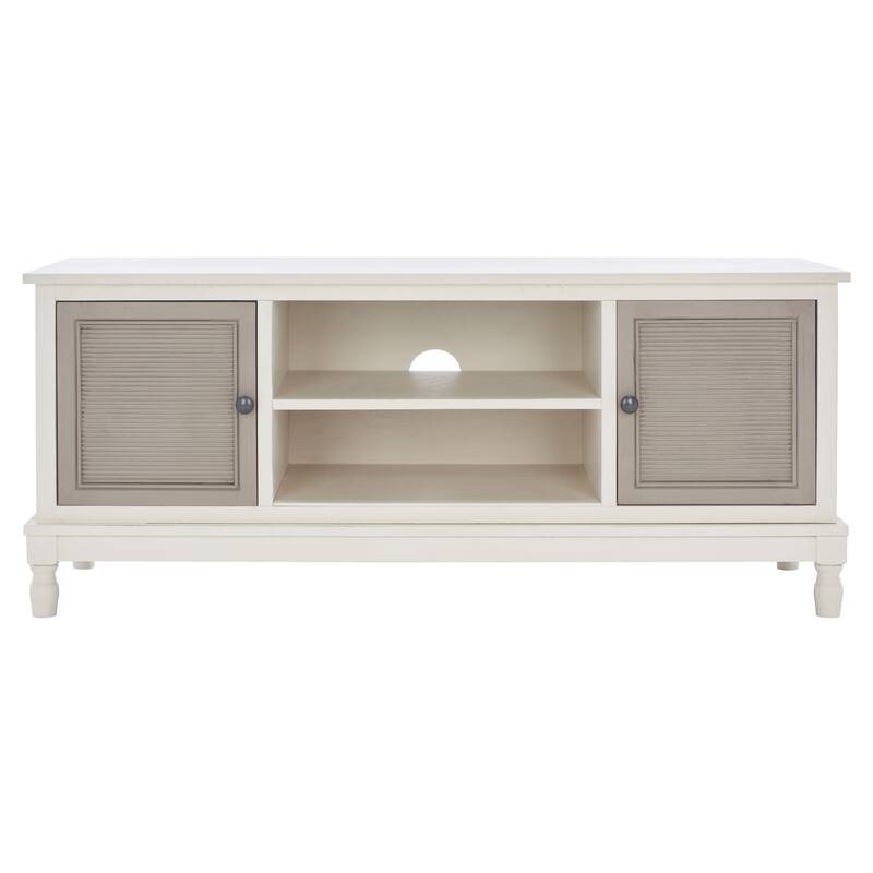 SAFAVIEH Ashlea 2 Door 1 Shelf Media Stand - 47" W x 16" D x 20" H - 47Wx16Dx20H - Dist White W/Greige
