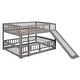 preview thumbnail 16 of 15, Full Over Full Low Bunk Bed with Fence and Ladder for Toddler Kids Teens