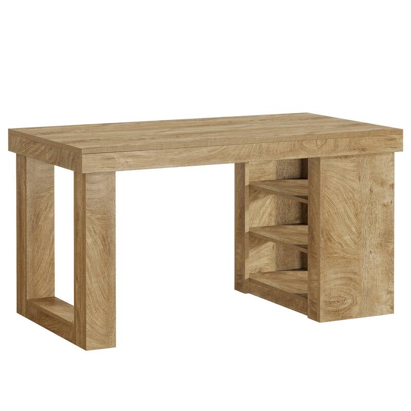 Kitchen Island with Storage Shelf, 55" Farmhouse Prep Table