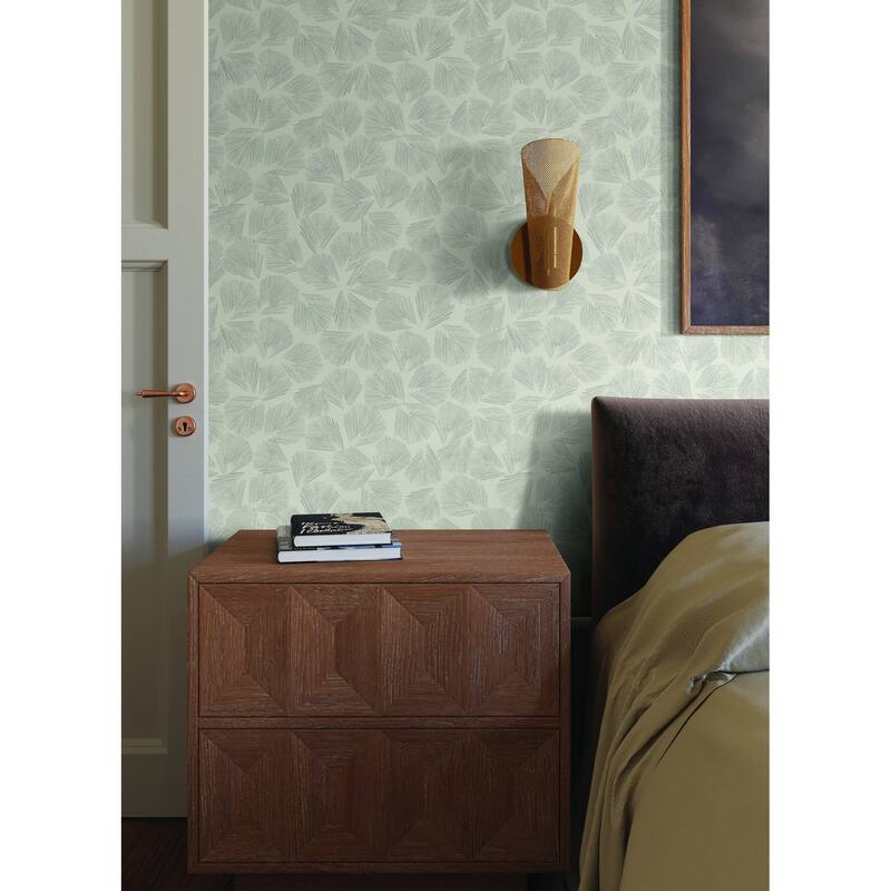 Saintes Elora Leaf 27 In W X 27 Ft L Wallpaper - Grey