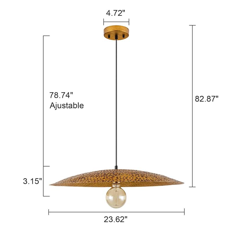 1-Light 24"Wide Oversized Retro Hammered Textured Gold Dome Pendant Light