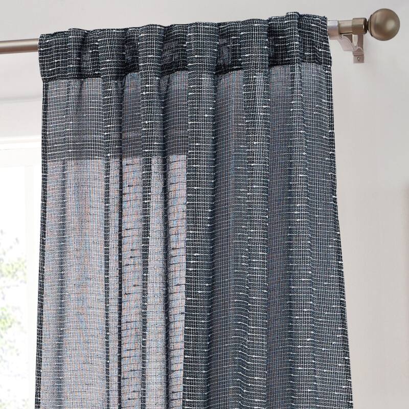 HLC.ME Emily Faux Linen Semi Sheer Transparent Rod Pocket Back Tab Lightweight Window Curtains Wide Panels, Pair
