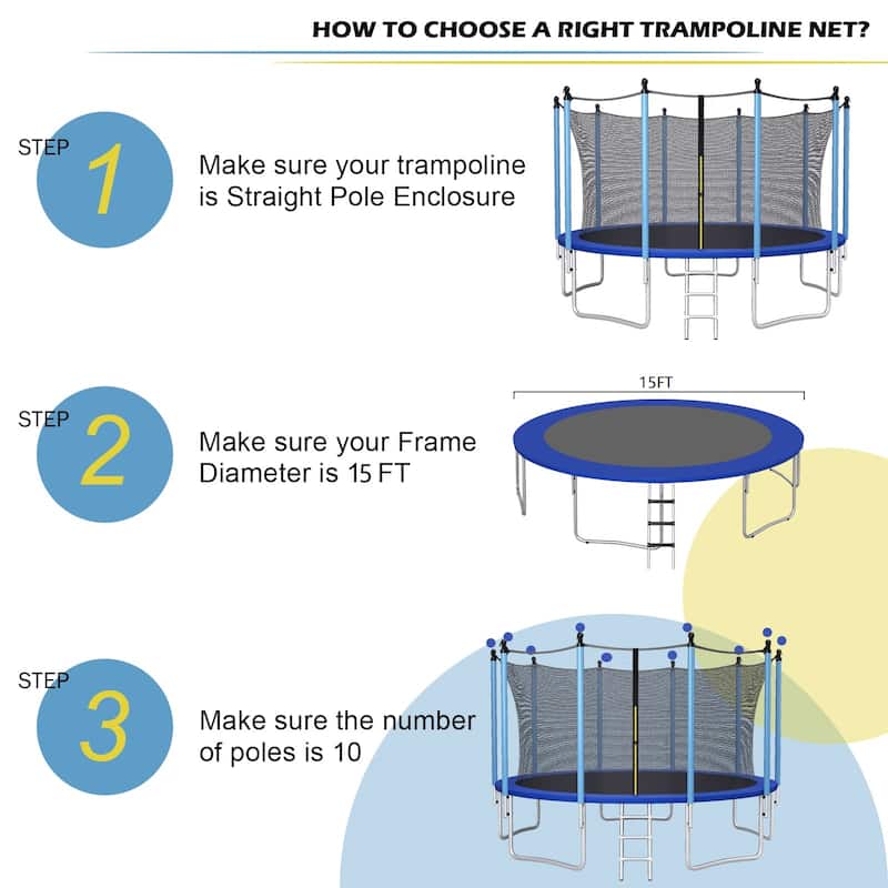 Costway 15FT Trampoline Replacement Safety Enclosure Net - See Details