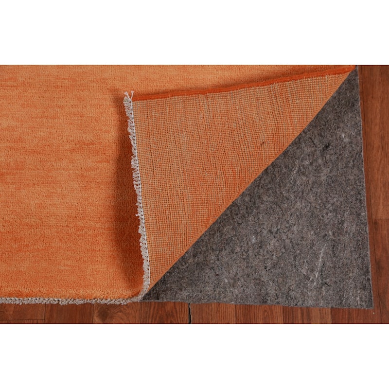 Hand Knotted Oriental 100% Wool Carpet Modern Solid Oranges & Rust Gabbeh Area Rug - 9' 2'' X 6' 2''