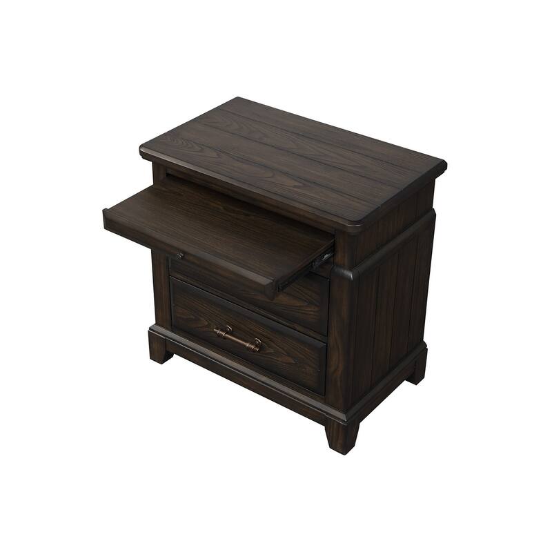 2 Drawer Nightstand with Elm Veneers and Pull Out Tray