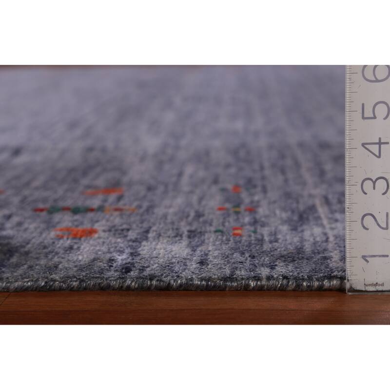 Hand Knotted Oriental 100% Wool Carpet Tribal Tribal Navy Blue & Blues Gabbeh Area Rug - 12' 0'' X 8' 10''