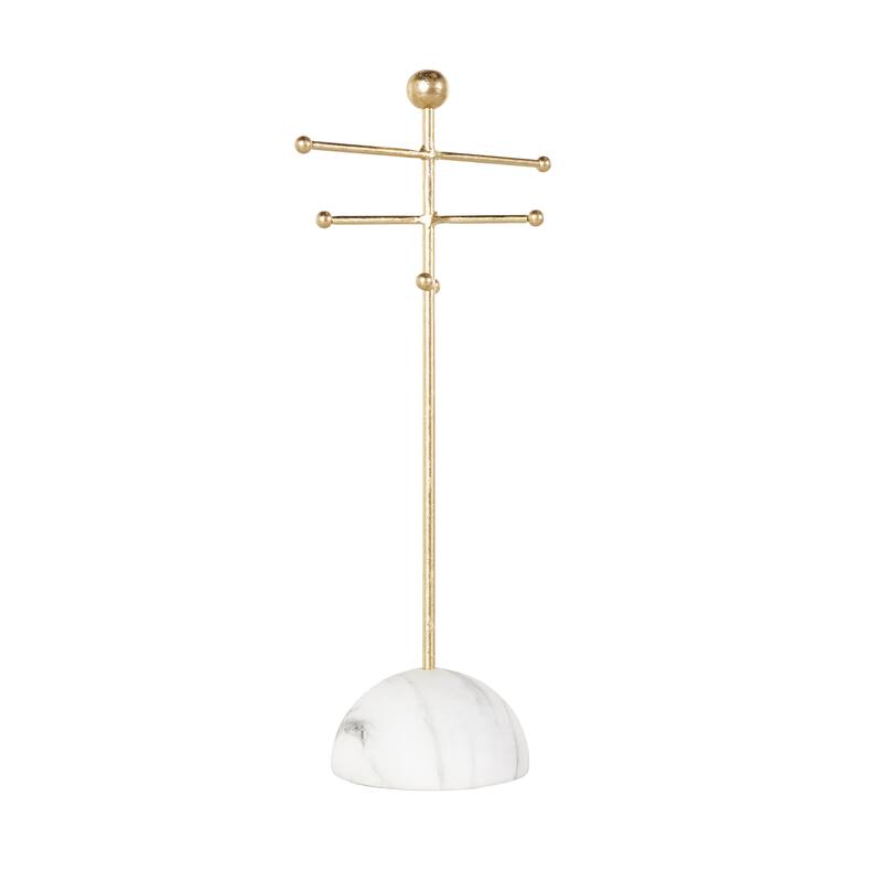 Metal 6 Slot Jewelry Stand with White Base - Gold - Roche River Decor