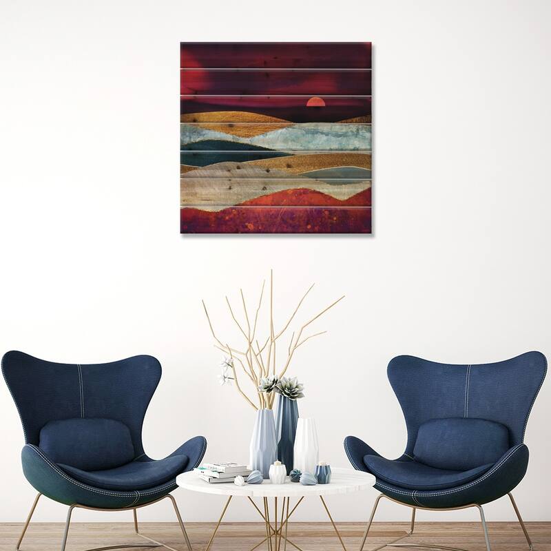 Crimson Sky Print On Wood by SpaceFrog Designs - Multi-Color