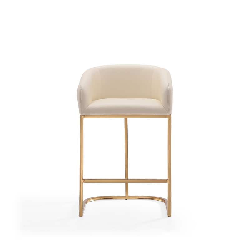 Manhattan Comfort Louvre 36 in. Titanium Gold Stainless Steel Counter Height Bar Stool (Set of 3)