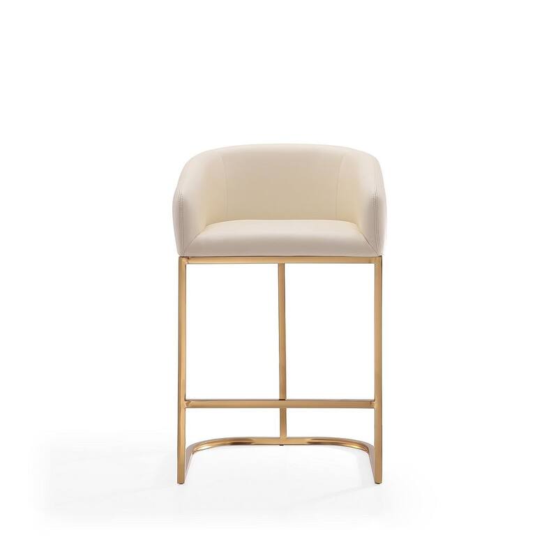 Manhattan Comfort Louvre 36 in. Titanium Gold Stainless Steel Counter Height Bar Stool