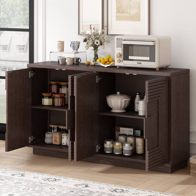Carved Buffet Storage Cabinet Sideboard with Adjustable Shelve, Vintage TV Cabinet Entryway Floor Cabinet Cupboard Console Table