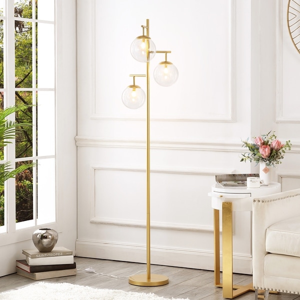 GetLedel 68.9 inch 3 Light Tree Floor Lamp with Glass Globe Shades Clear
