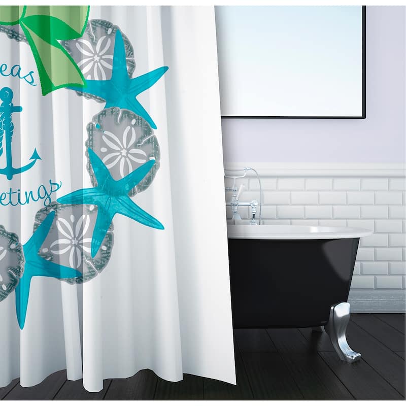 Seas and Greetings Wreath Shower Curtain