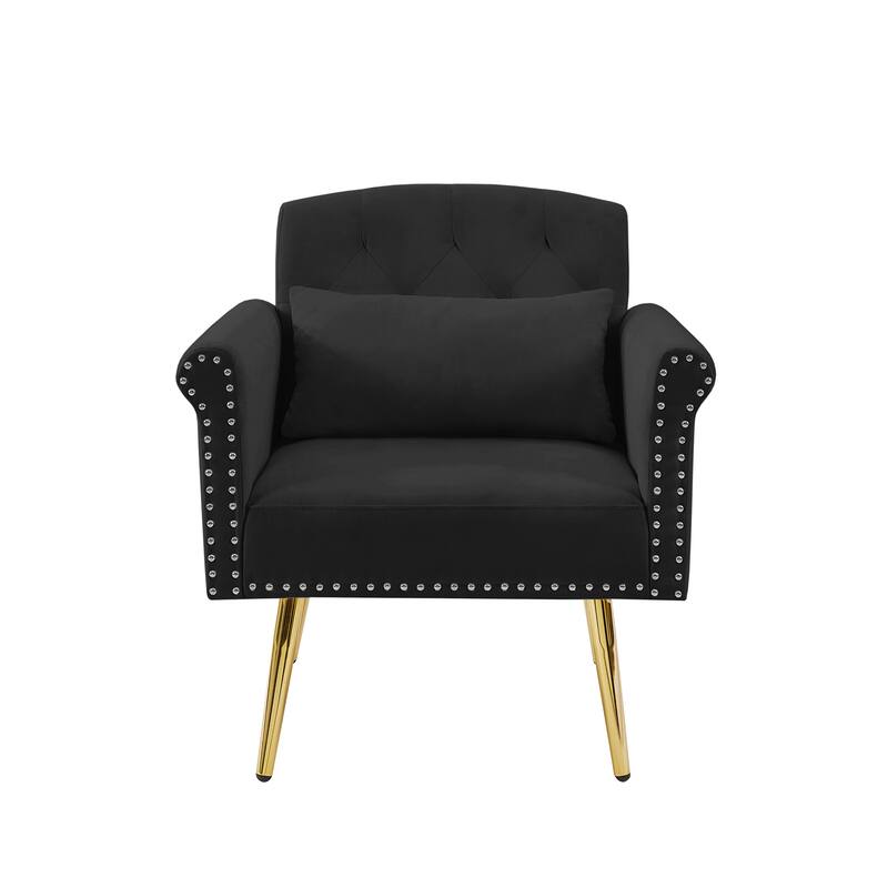 Modern velvet armchair with metal legs for Living Room, Office, Spacious Space