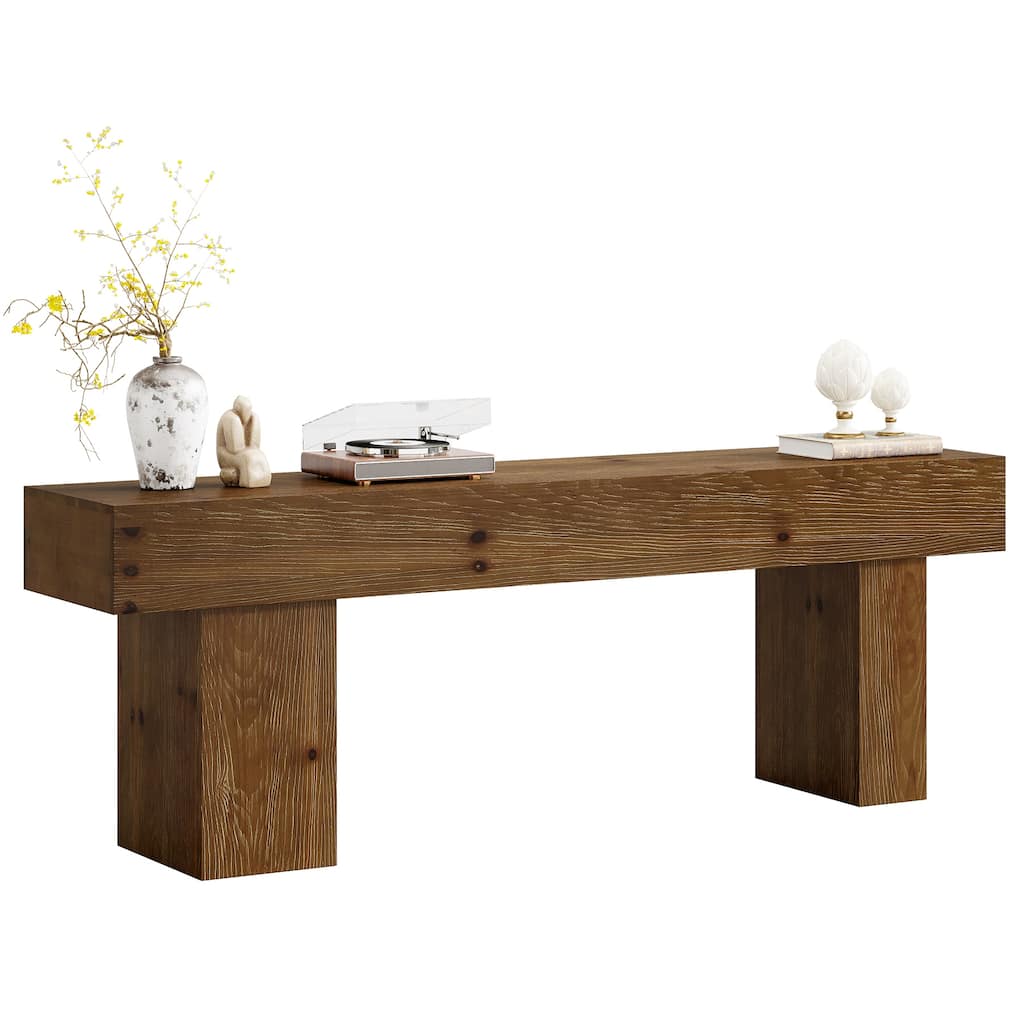 63" Farmhouse Entryway Shoe Bench, Solid Wood End of Bed Bench