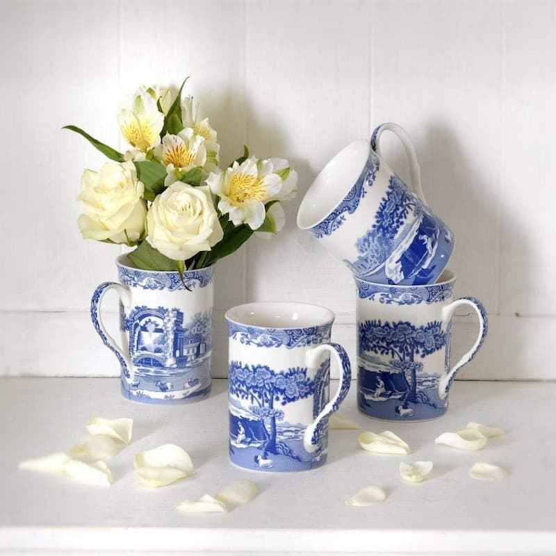 Spode Set of 4 Blue Italian Mugs
