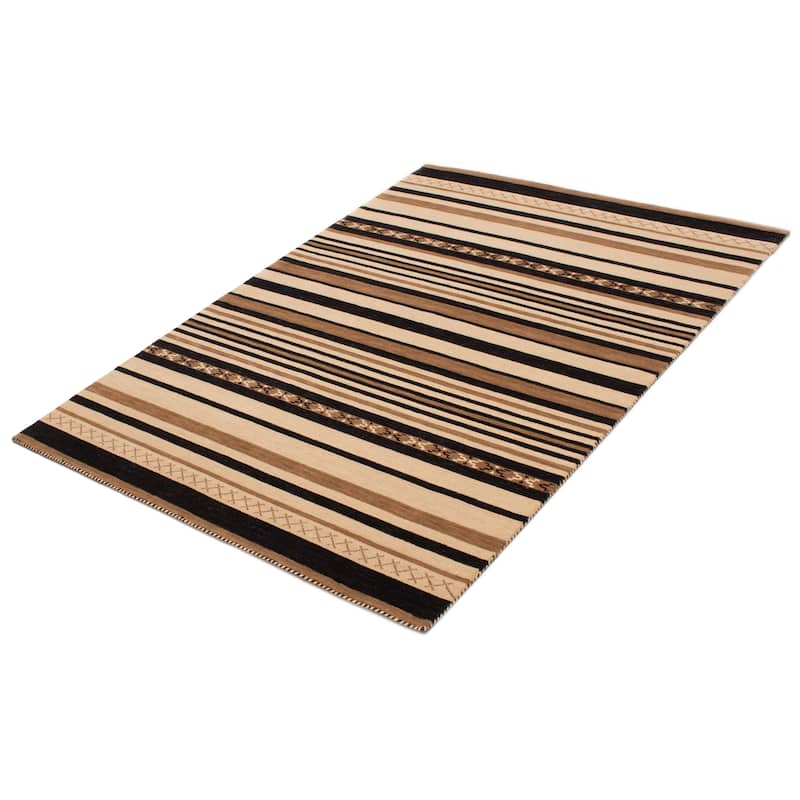 ECARPETGALLERY Hand-knotted Kashkuli Gabbeh Light Brown Wool Rug - 5'6 x 7'11