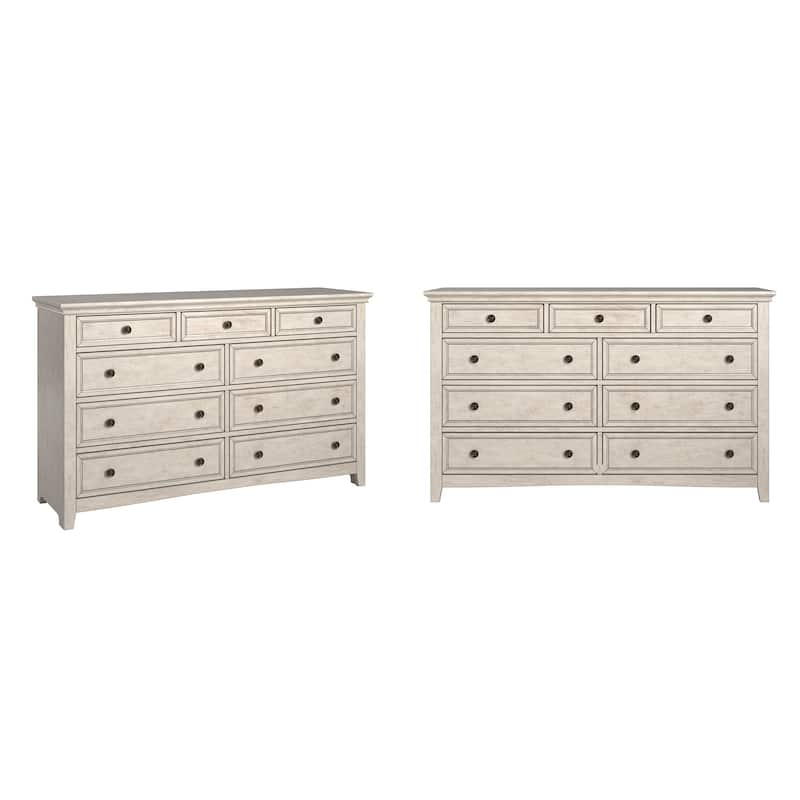 Varenna 9-Drawer Wood Modular Storage Dresser - Antique White Dresser WITHOUT Mirror