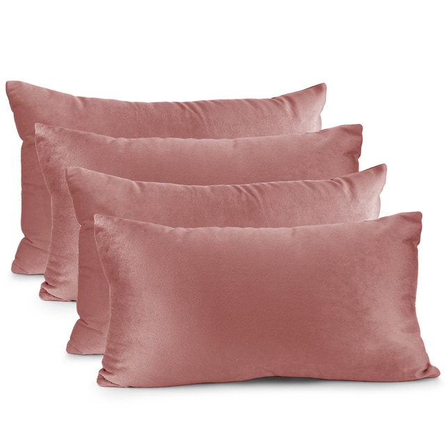 Nestl Solid Microfiber Soft Velvet Throw Pillow Cover (Set of 4) - 12" x 20" - Misty Rose