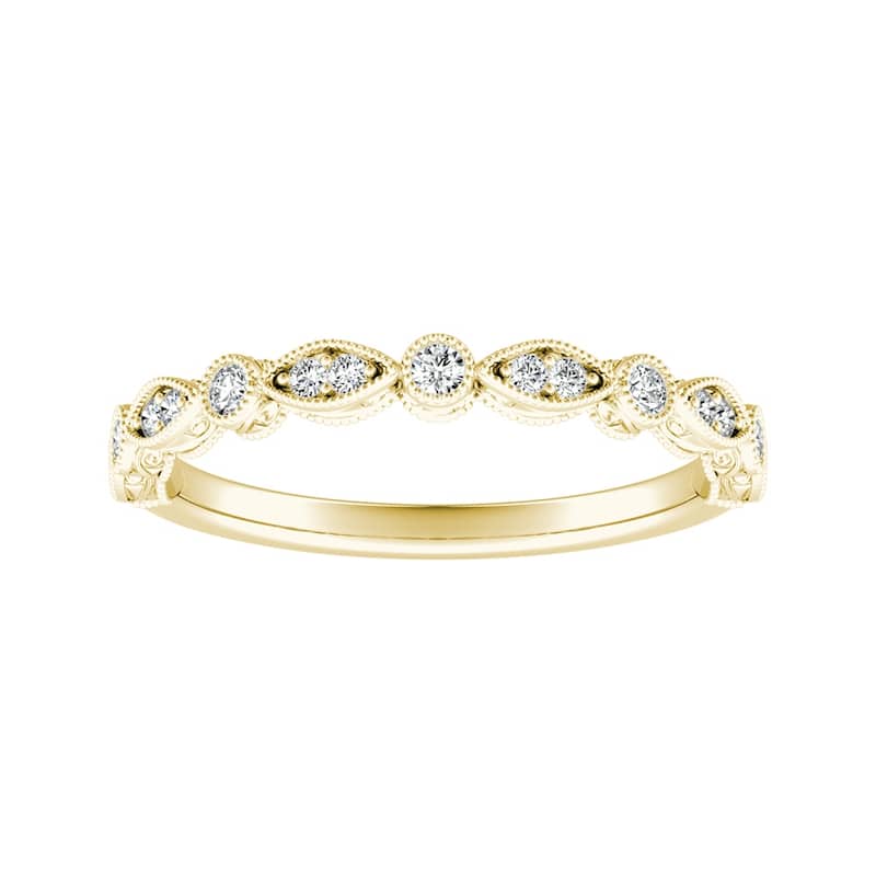 Auriya 1/8ctw Vintage Diamond Wedding Band 18k Gold Stackable