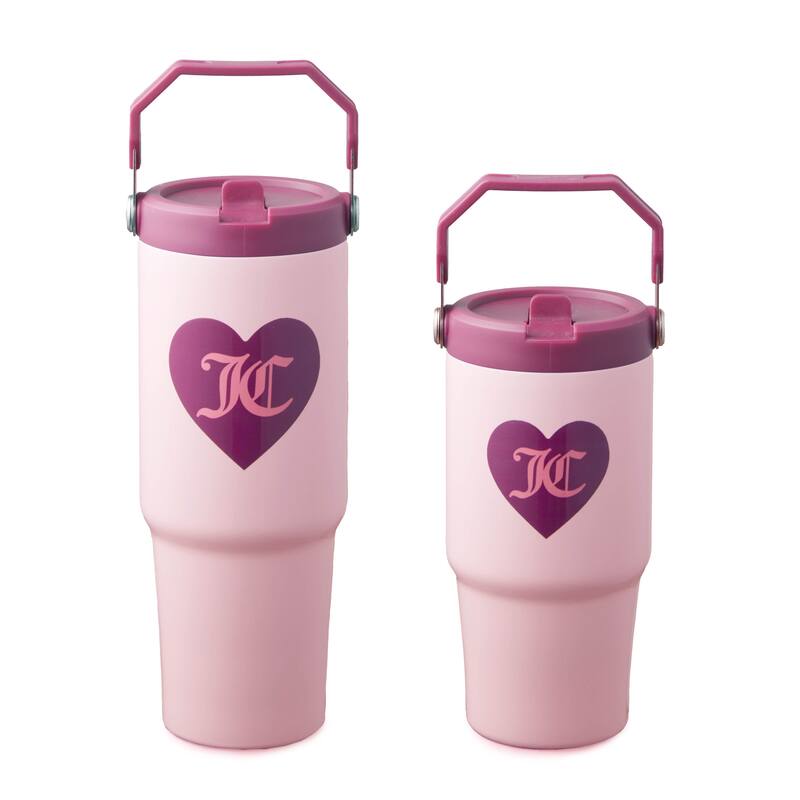 Juicy Couture Flip Flow Hydration Stainless Steel Screw Top Tumbler with Flip Straw 2-Pack