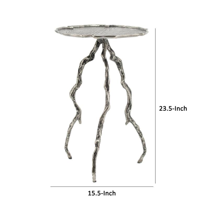 15.5 in. Silver Round Metal End Table, Sturdy Build End Side Table for Living Rooms