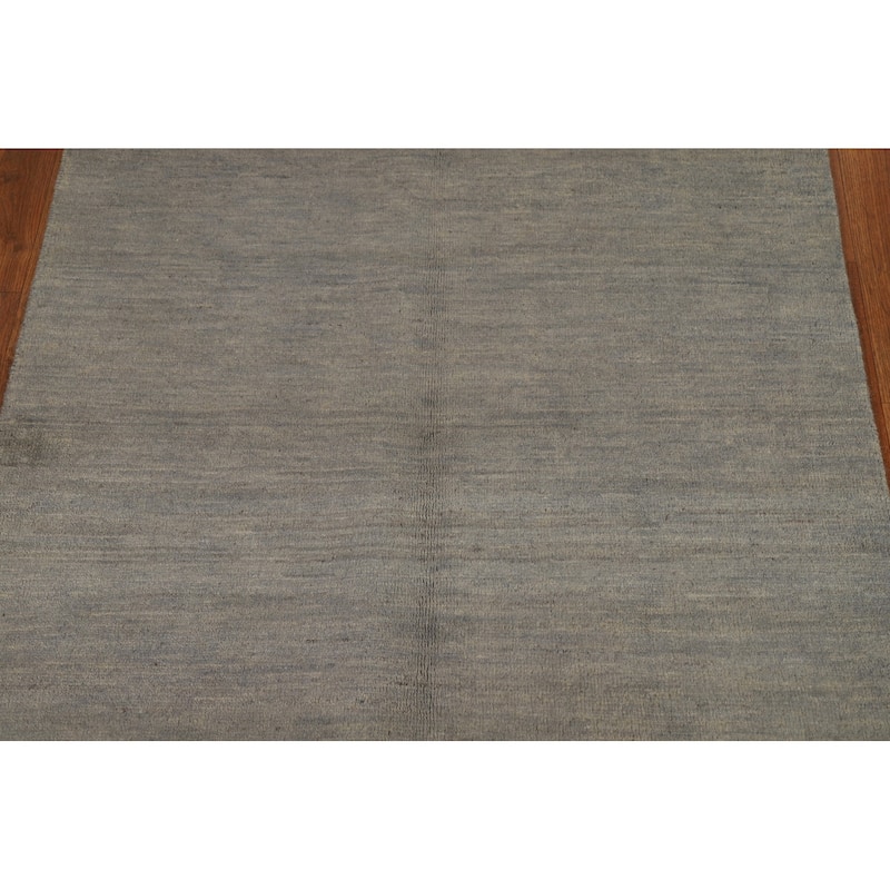Hand Knotted Oriental 100% Wool Carpet Modern Modern Greys & Charcoal Gabbeh Area Rug - 4' 11'' X 3' 3''