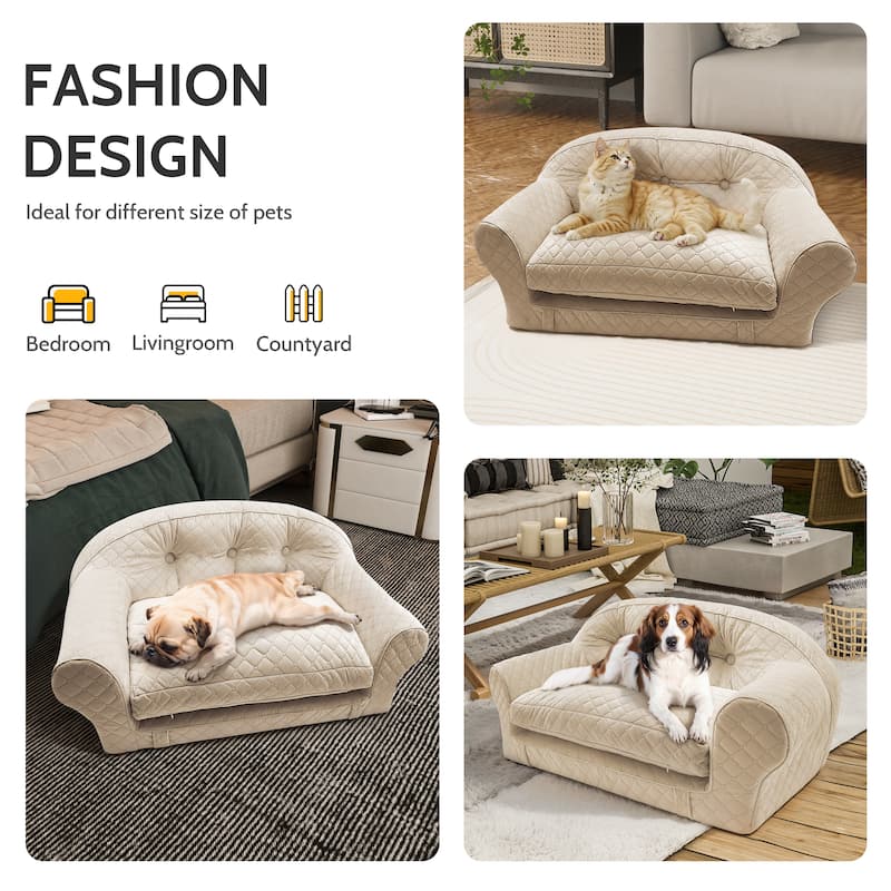 WOWMAX Foldable Dog Sofa Bed, Orthopedic Dog Couch Sofa, Comfy Pet Bed