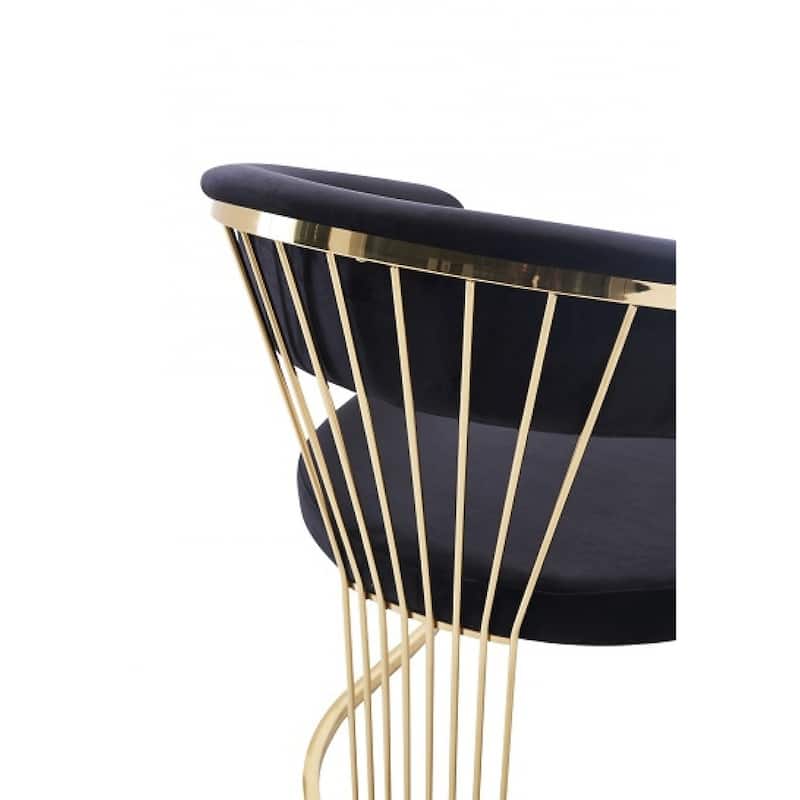 Modern Black and Gold Velvet Upholstered Dining Chair with Steel Legs - 24.80” x 23.60” x 32.20”
