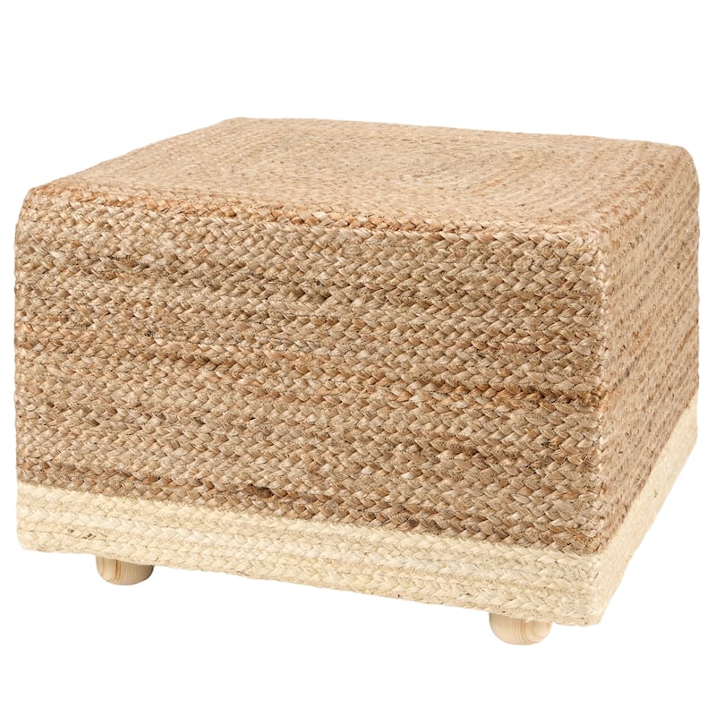 Jevira Handmade Solid Tan/Beige Cube Pouf