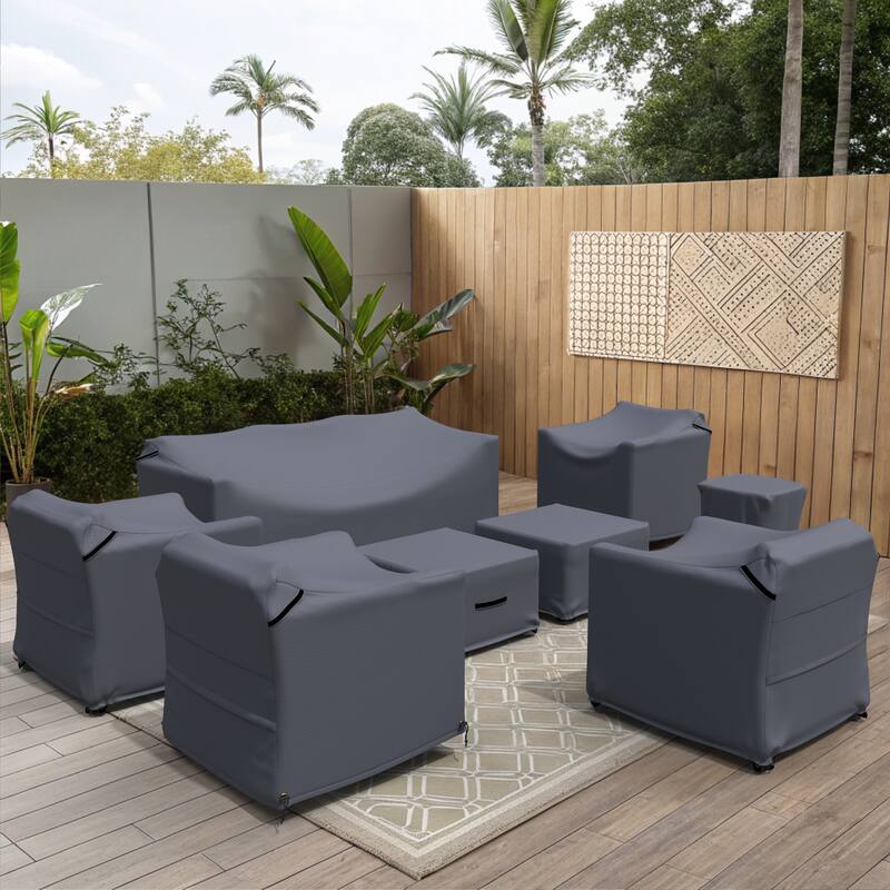 Forever Patio Outdoor Wicker Sofa Seating Group Furniture Cover Set (Set of 8) - 30 x 77 x 33