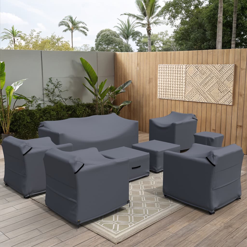 Forever Patio Outdoor Wicker Sofa Seating Group Furniture Cover Set (Set of 8) - 30 x 77 x 33