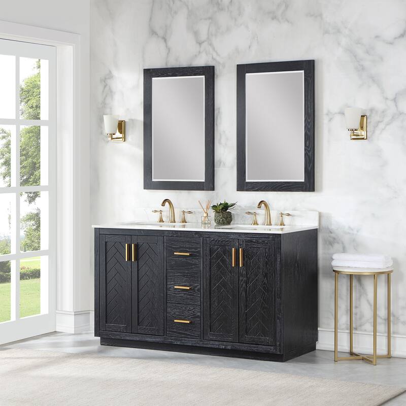 Altair Gazsi Bathroom Vanity with Composite Stone Countertop with Mirror