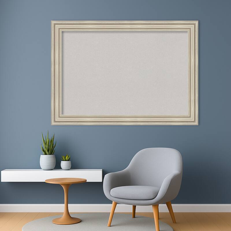 Sierra Silver Wood Framed Cork Board - Bulletin Board, Organization Board, Pin Board