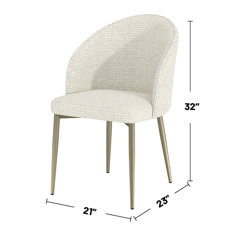 Set of 2 Upholstered Dining Chairs with Metal Legs in White