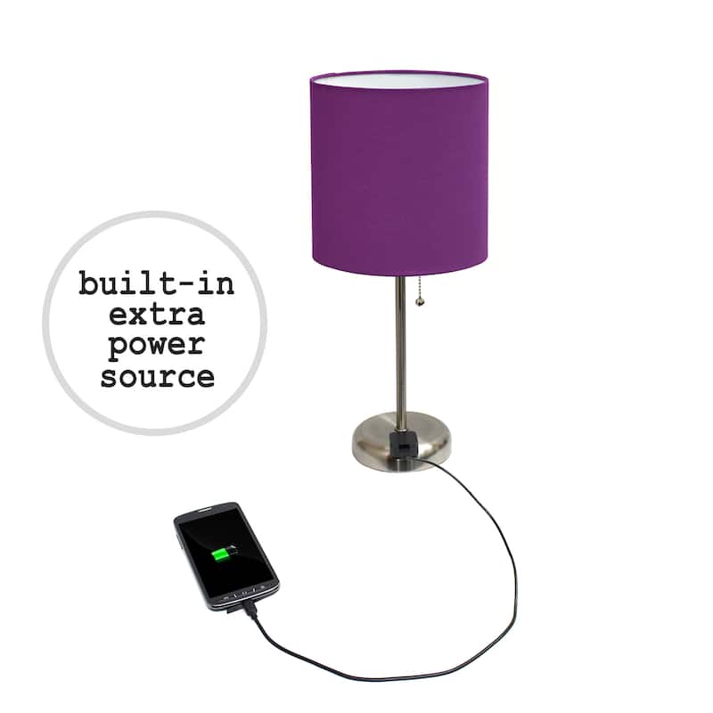 Simple Designs 19.5" 2 Pack Table Desk Lamp Set with Charging Outlet - 19.50