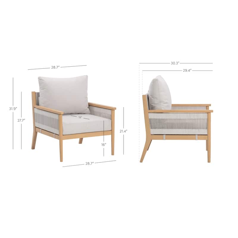 Kayden Bohemian Wooden Upholstered Armchair with Removable Cushion Covers and Solid Acacia Wood Frame