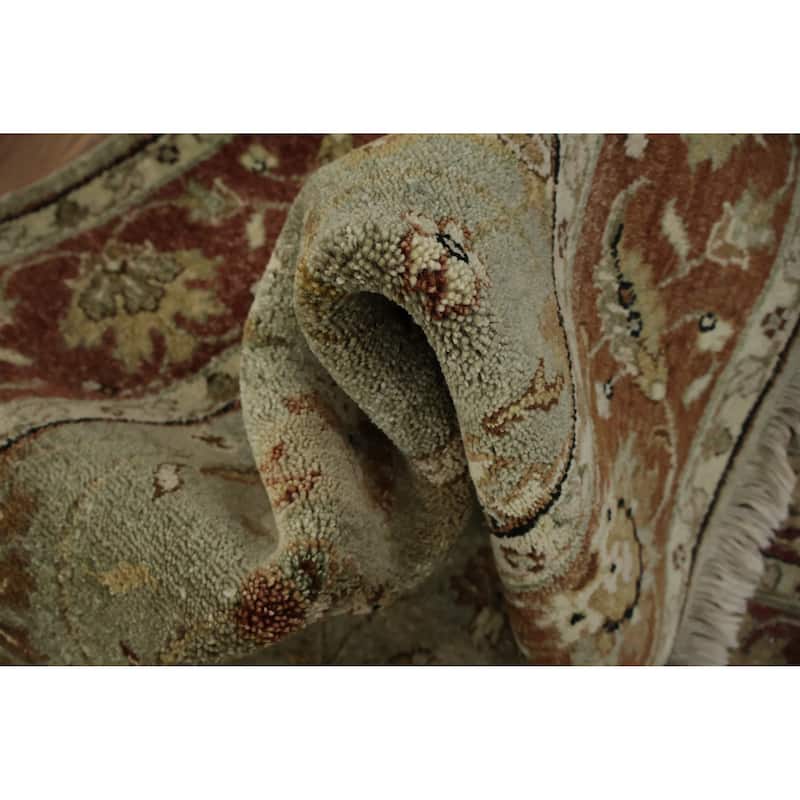 Hand Knotted Oriental 100% Wool Carpet Transitional Floral Green Oushak Area Rug - 8' 0'' X 5' 1''