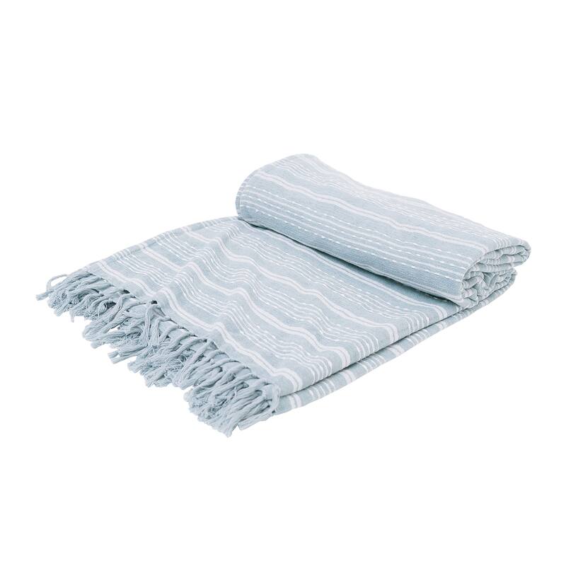 Chenille Stripe Fog 80" x 96" Bed Throw