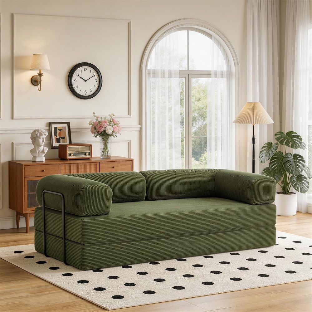 Oversized Corduroy Convertible Floor Sofa Bed Sleeper Couch