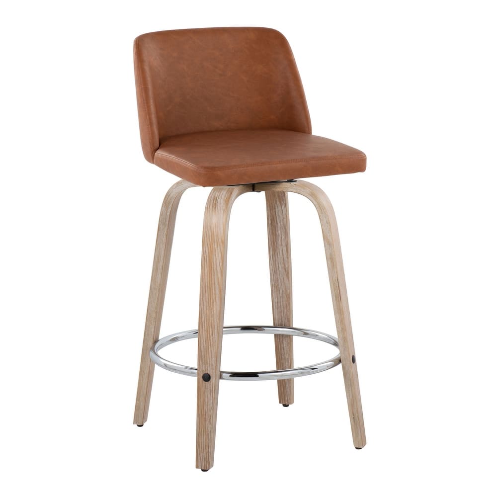 Carson Carrington Vallberga 26" Fixed-Height Counter Stool With Whitewashed Wood Base (Set of 2)