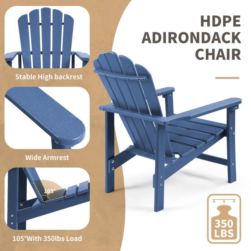 Vrakae Patio HDPE All-Weather Stacking Adirondack Chair