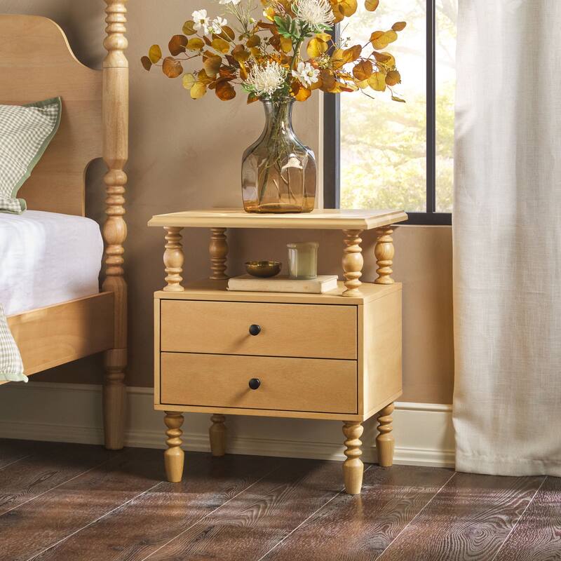 Walker Edison Easy Assembly Solid Wood 2-Drawer Nightstand