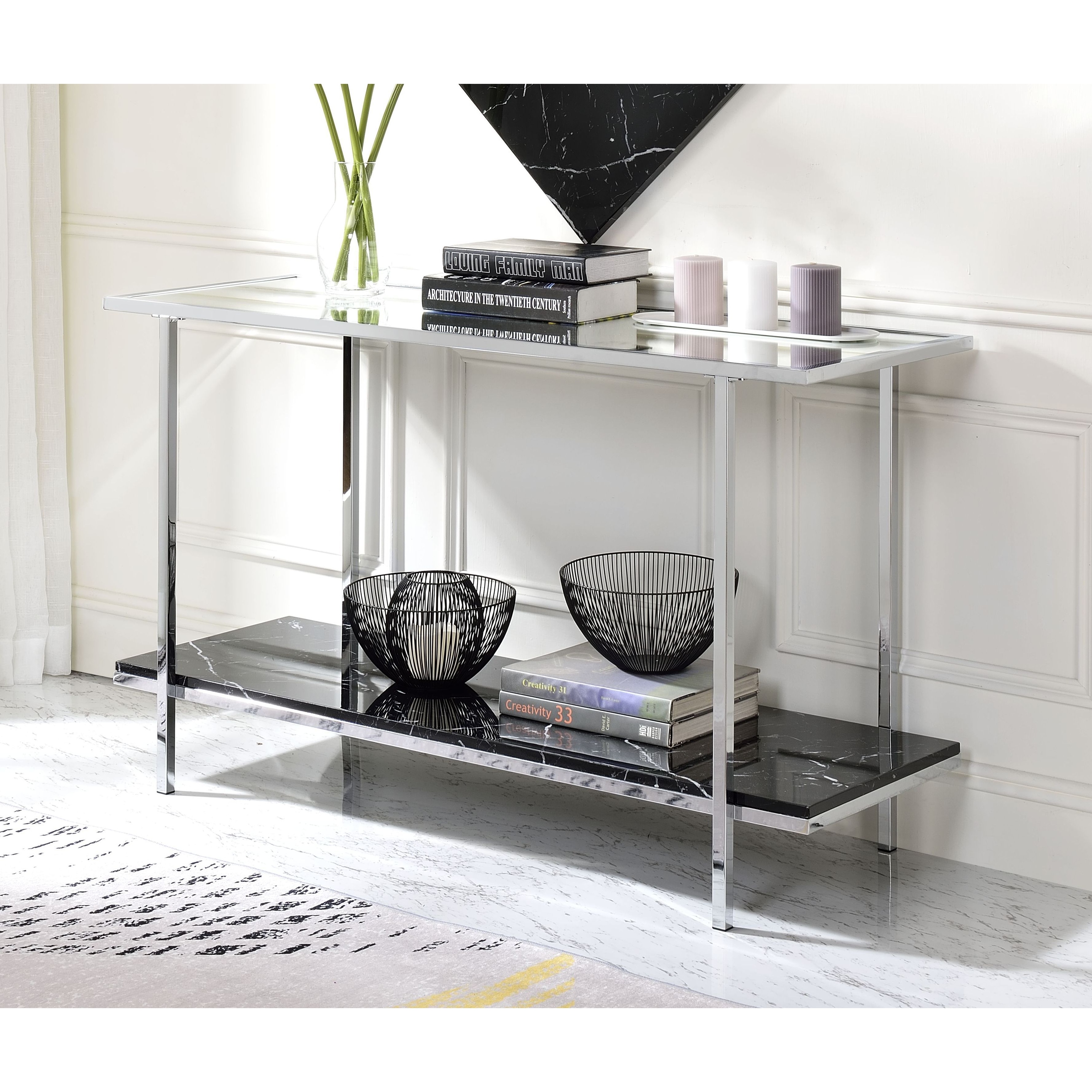 Chrome glass new arrivals console table