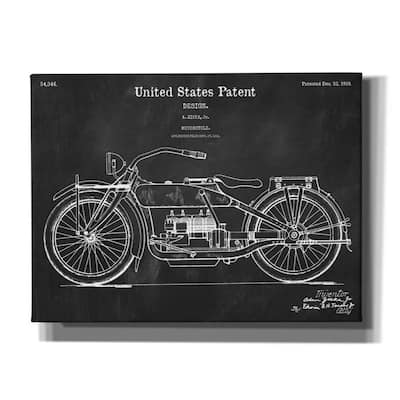 Epic Graffiti 'Vintage Motorcycle Blueprint Patent Chalkboard' Canvas Wall Art